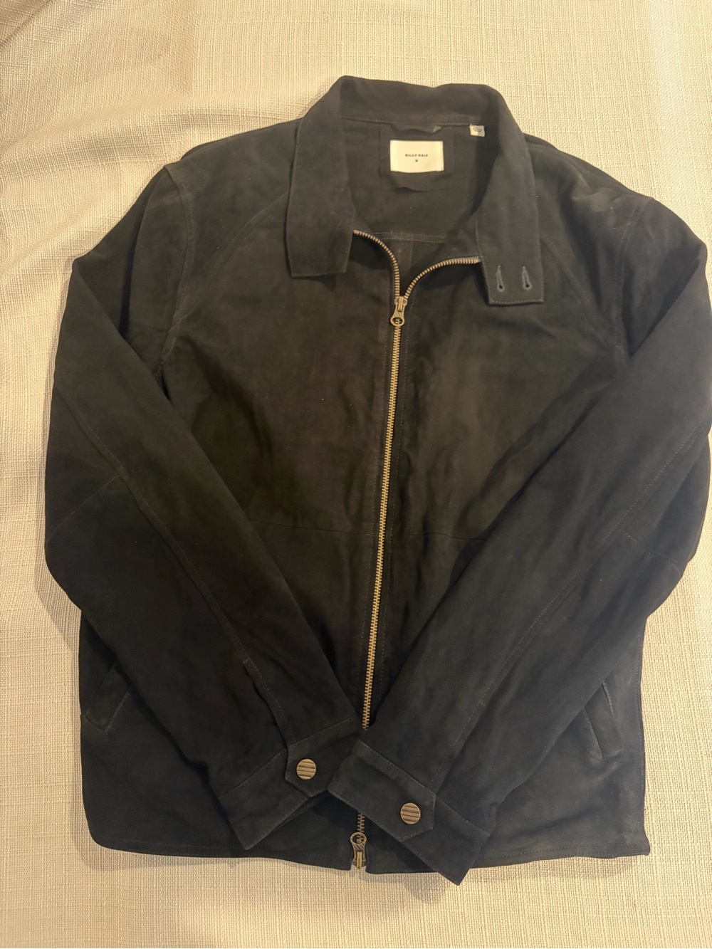 $1598 Billy Reid Suede Barracuda Jacket Black Size Medium